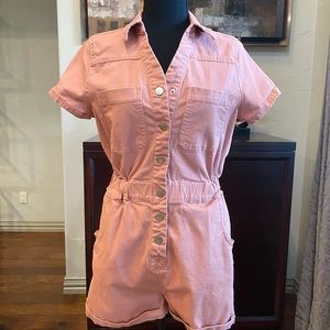 Altar’d State Pink Denim Romper Size Small